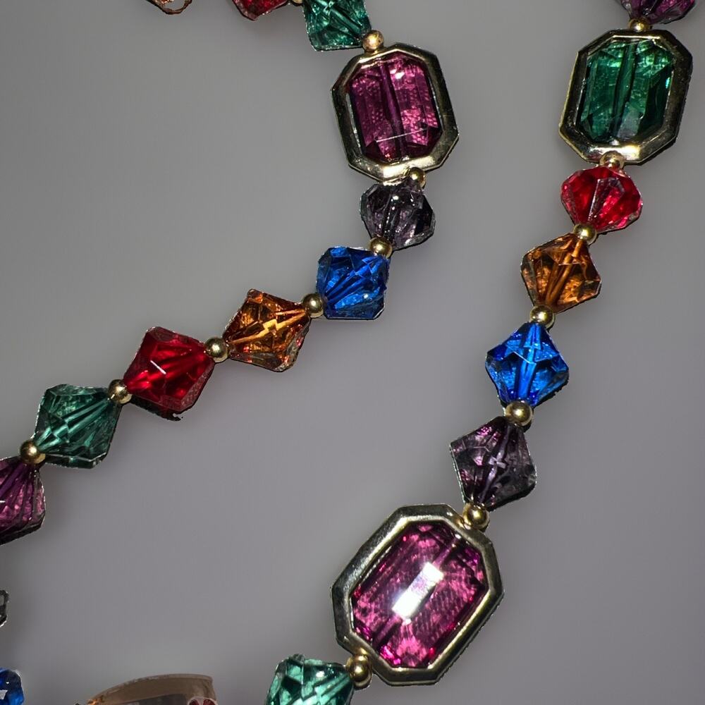 Barbara Lewis Multi‑Color Kinetic Necklace Gold‑Tone 4 Spinning Stones C753339 - Picture 8 of 11